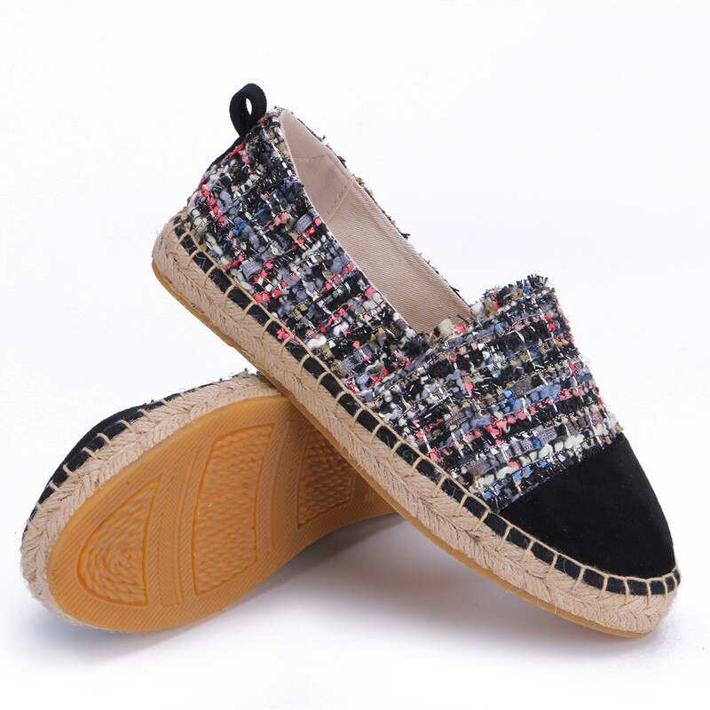MInmclas chaussons pour femmes Bling été confortable dames femmes chaussures Espadrilles décontracté respirant lin chanvre toile pour les filles: black / 8