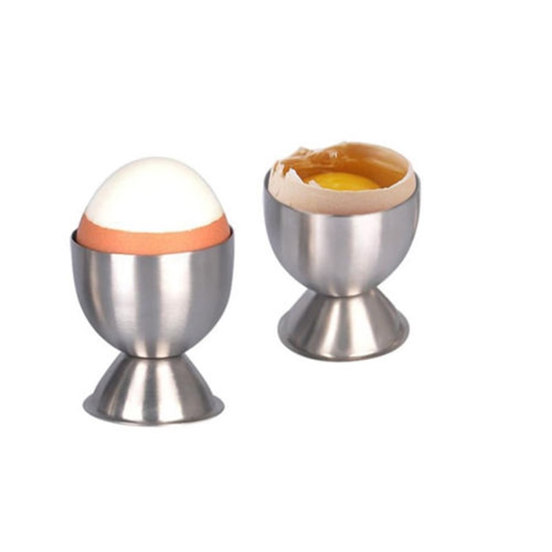 4pcs/set Stainless Steel Egg Cups Holder Soft Stand for Boiled Tabletop Cup Kitchen Tool Set Round Silver Eggs Cup Holder