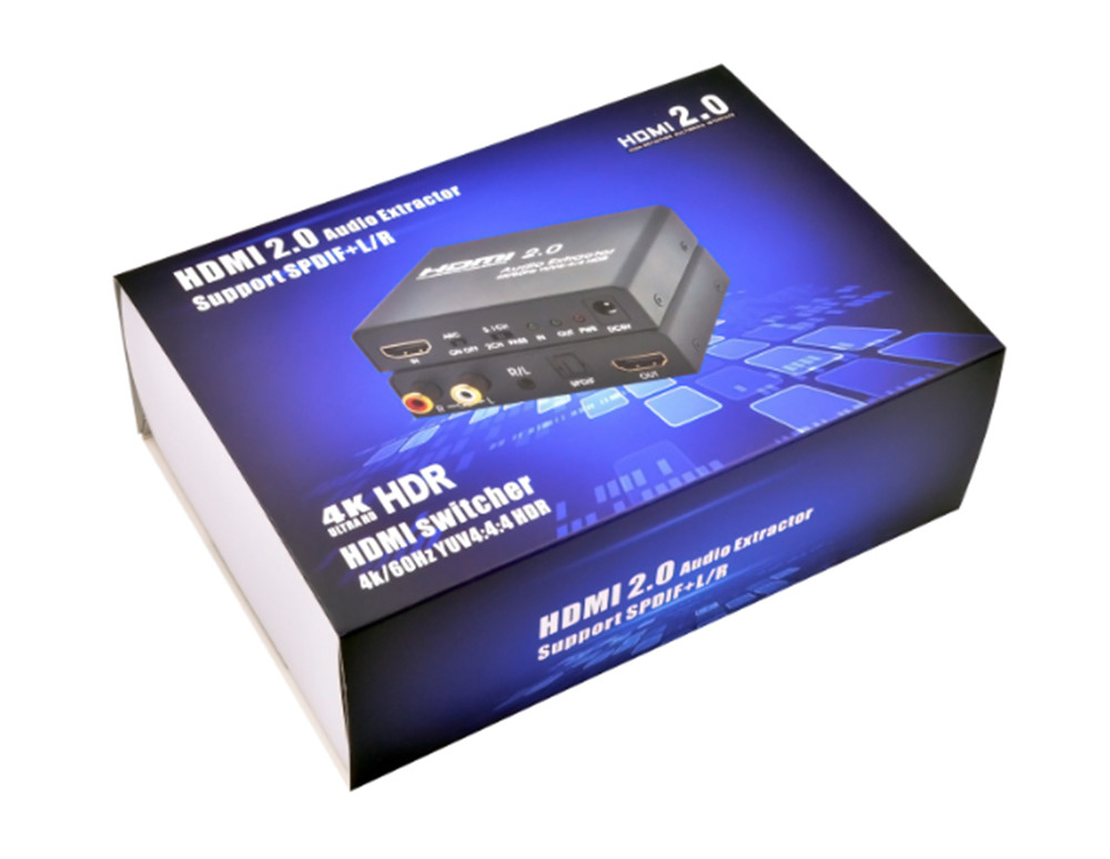 HDMI 2.0 Audio Splitter Ultra HD 1 In 1 Out Digital Optical Audio Left and Right Channel 4K/60Hz