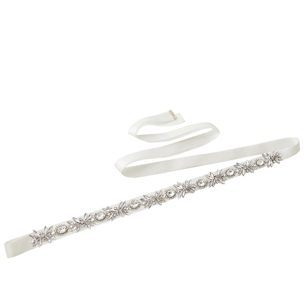 TRiXY S292 Sparkly Rhinestone Belt Wedding Dress Belt Sliver Crystal Bridal Sash Diamond Bridal Belt For Wedding Dress Accessory: off white