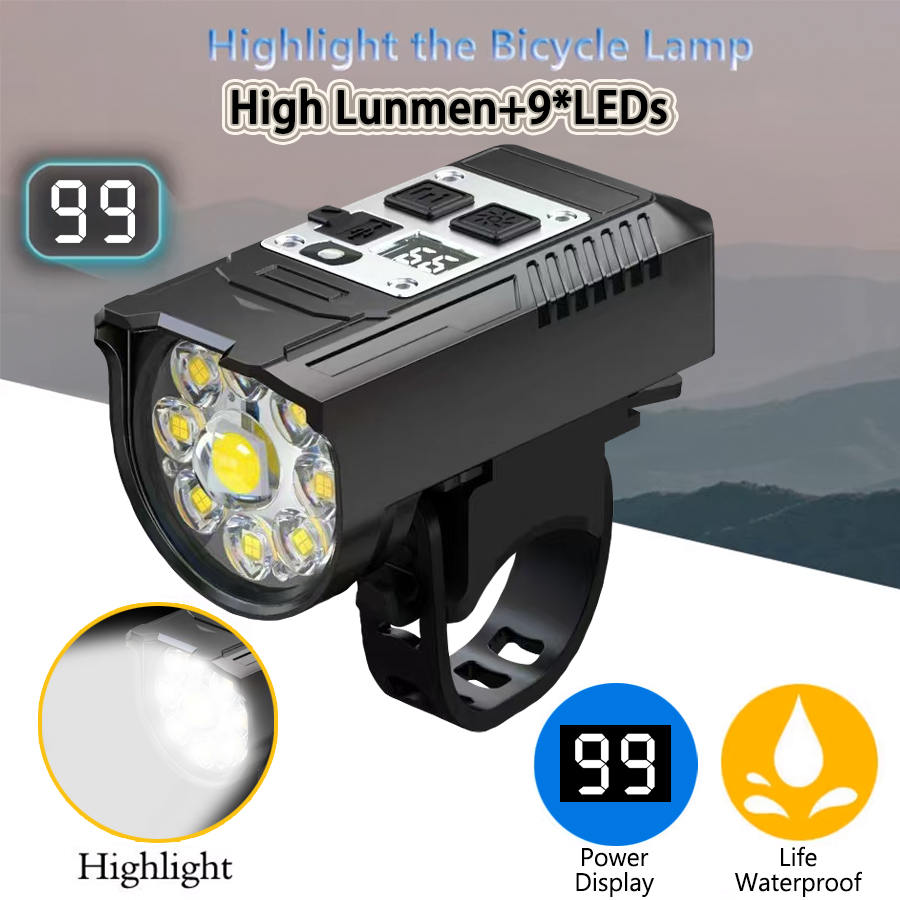 Helder Fietslicht 9 LED Front USB Oplaadbare MTB Mountainbike Lamp 1000LM Fietskoplamp Zaklamp Fietsen Scooter