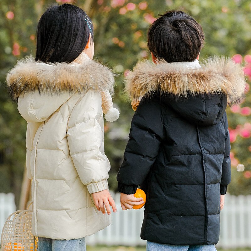 Winter kinder donsjack kinderen halflange dikke jassen jongens & meisjes bovenkleding baby's koreaanse stijl bontkraag kleding