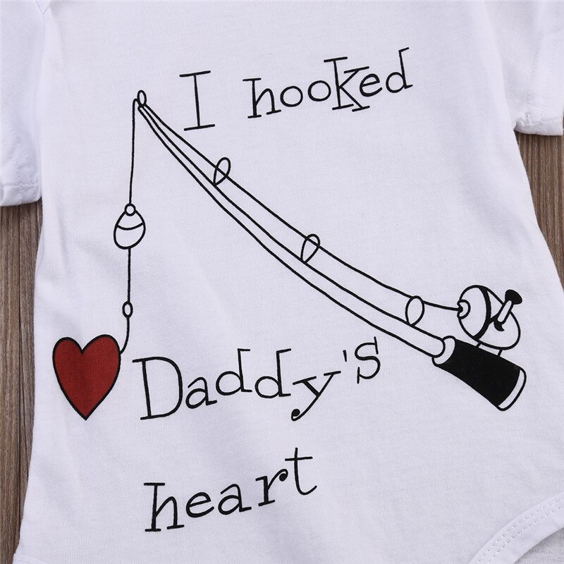 Schöne Baby Kurzarm Baby Strampler Brief Druck Grund Sommer Einteilige Overall Ich Haken Papa Herz Für 0-24 Mt Baby
