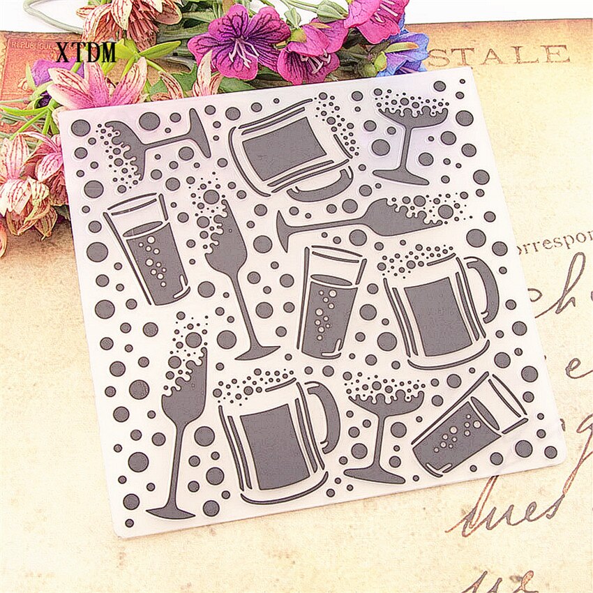HEIßER kunststoff wein glas vorlage handwerk karte, sterben papier karte Album hochzeit dekoration scrapbooking Präge ordner