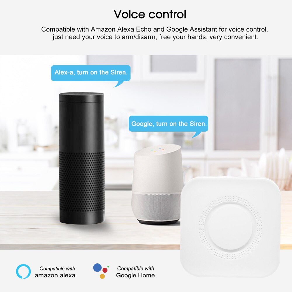 100dB Alarm Host 433MHz Detectors Tuya APP Wifi Alarm System Security Alarm System Compatible with Alexa Voice Control
