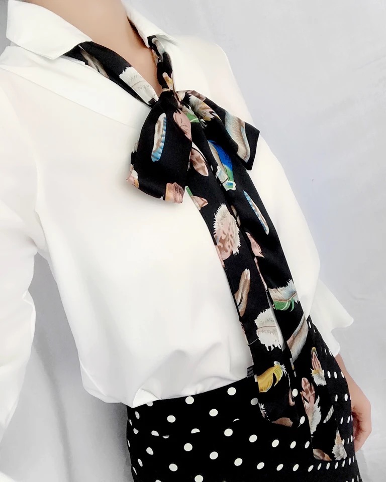 Bufanda de seda larga y estrecha para mujer, banda para la cabeza con estampado de , bolso de corbata pequeño, bufandas delgadas con cinturón de constelación japonesa: Naranja