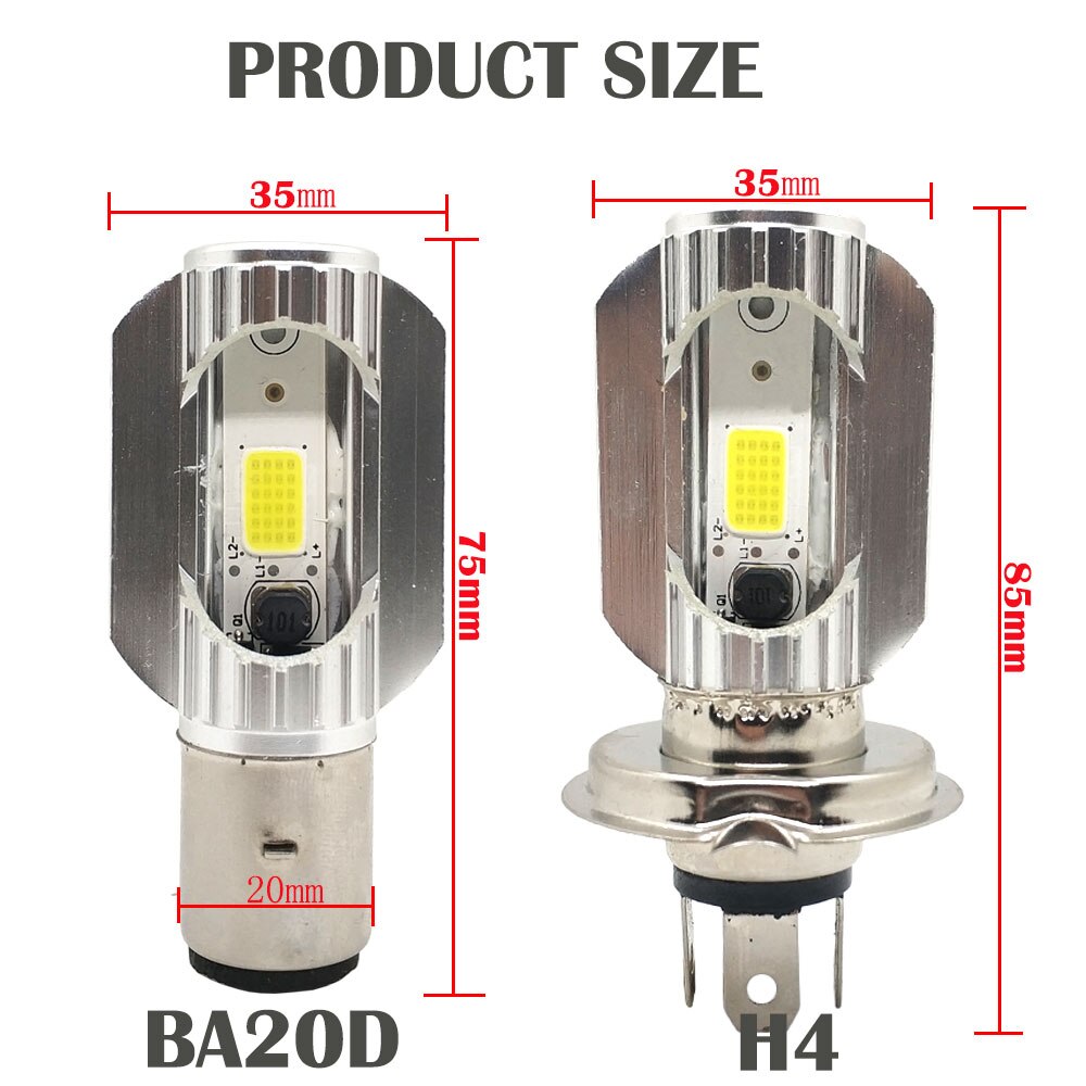 Motorfiets Led Koplamp H4 12W Cob Led Licht Voor Atv H6 BA20D Scooter Motor Mistlamp Moto Hoofd Koplamp 6500K