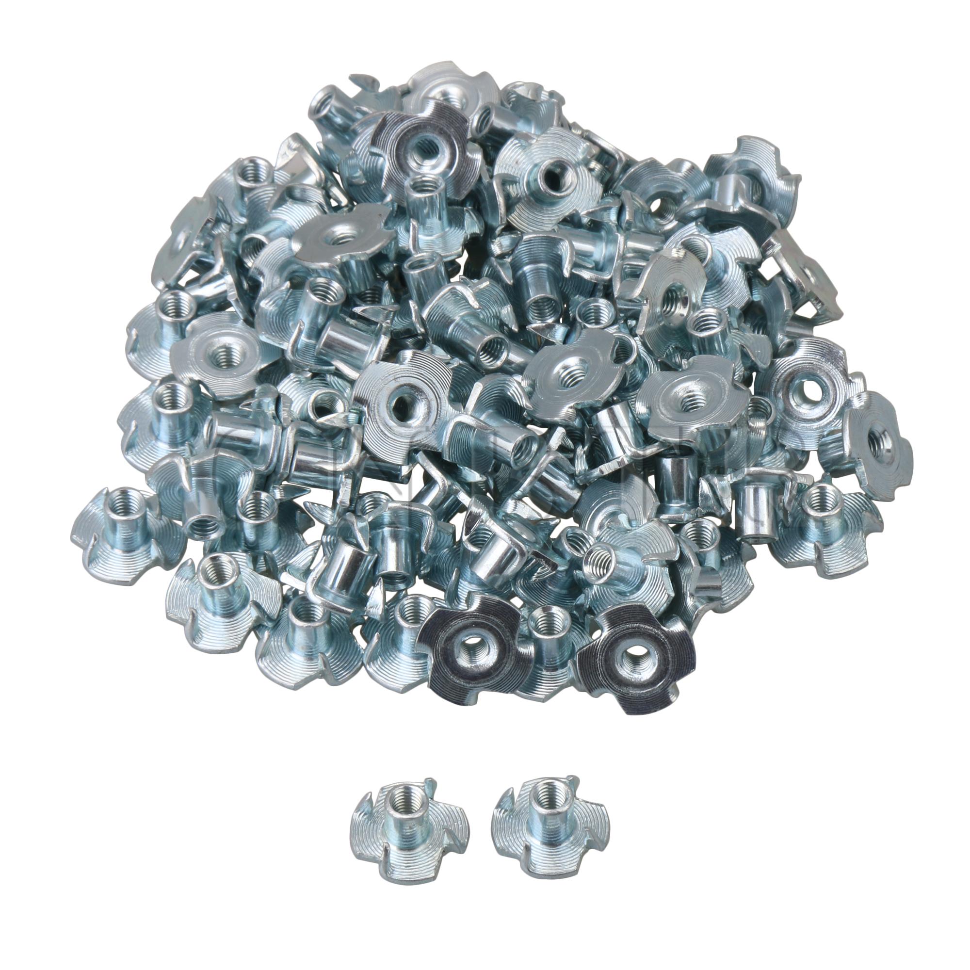 CNBTR 100x Carbon Steel Captive Blind Inserts Nuts for Wood Furniture M4x7.6mm