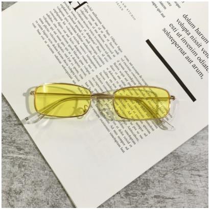 1 stk små vintage retro nuancer rektangel solbriller  uv400 metal firkantet stel klare linse solbriller briller mænd kvinder beskyttelsesbriller: D