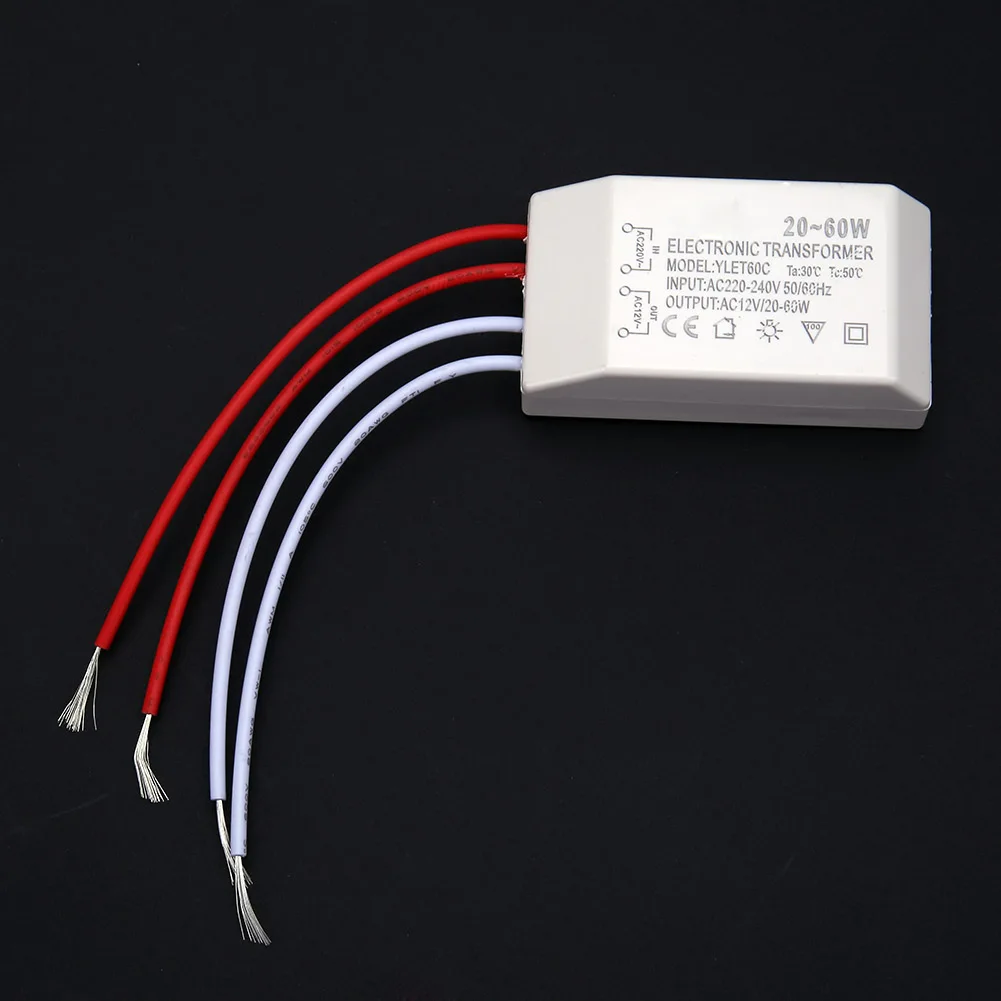 Ac 220v til  ac 12v led-driver elektronisk transformer 20-60w lavspændings halogenlampe strømforsyningsadapter belysningstilbehør
