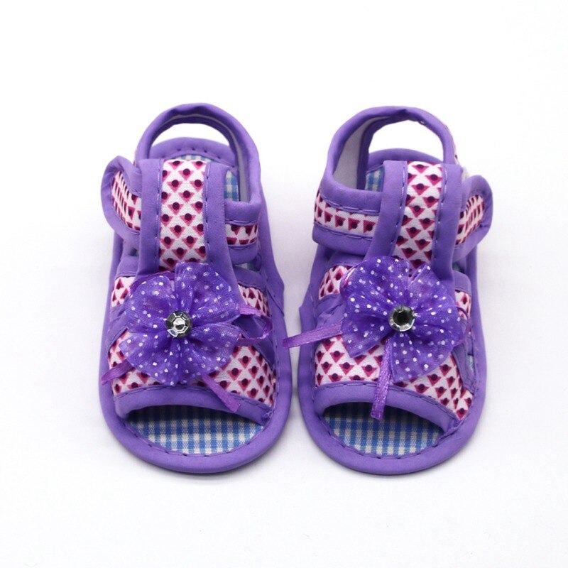 Babymeisjesschoentjes met gaasbloemen en geometrische print, zachte zool en antislip