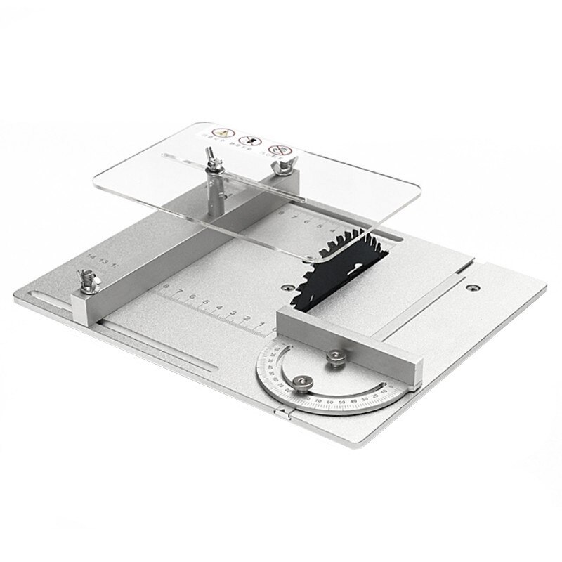 Aluminium Mini Table Saw Clearance Insert Plate Circular Saw Flip Board with Miter Gauge Guide Set Woodworking Workbench