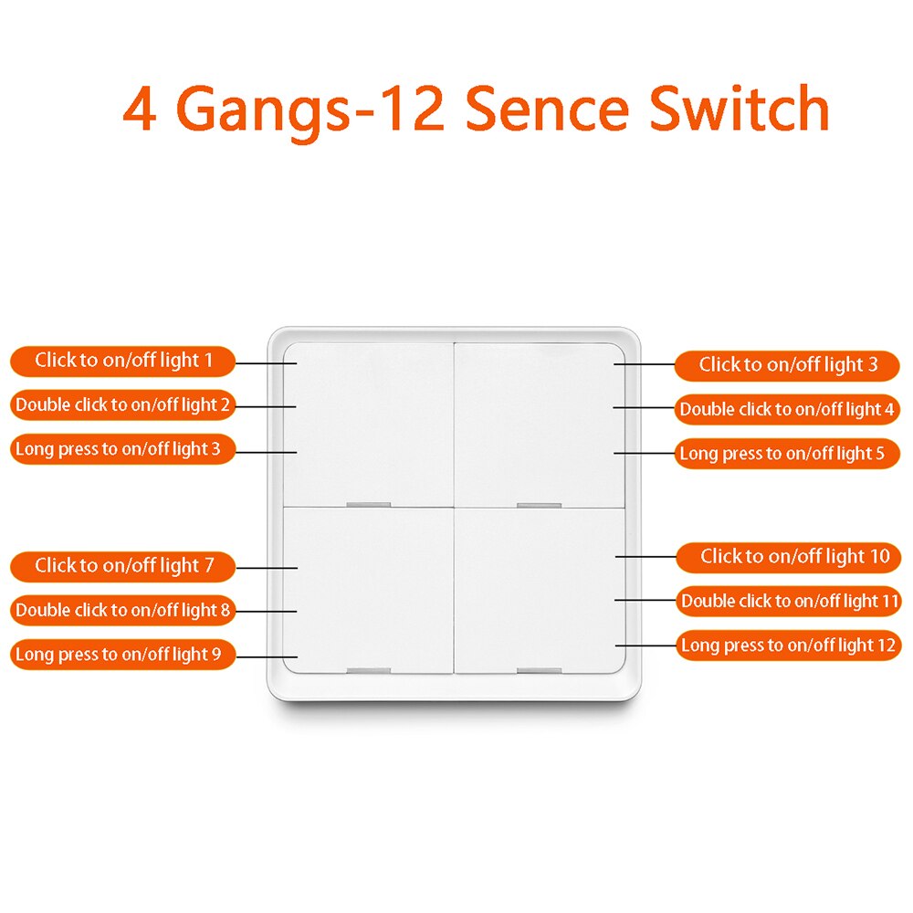 Tuya Smart ZigBee 4 Gang Wireless Scene Switch Push Button Controller Battery Powered Automation Scenario For Tuya Devices