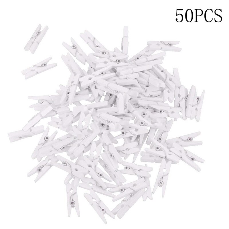 Clips pequeños de madera blanca, pinzas de 25mm, Mini pinza de madera Natural para álbum de recortes, fotos, manualidades, decoración, 50 unids/lote