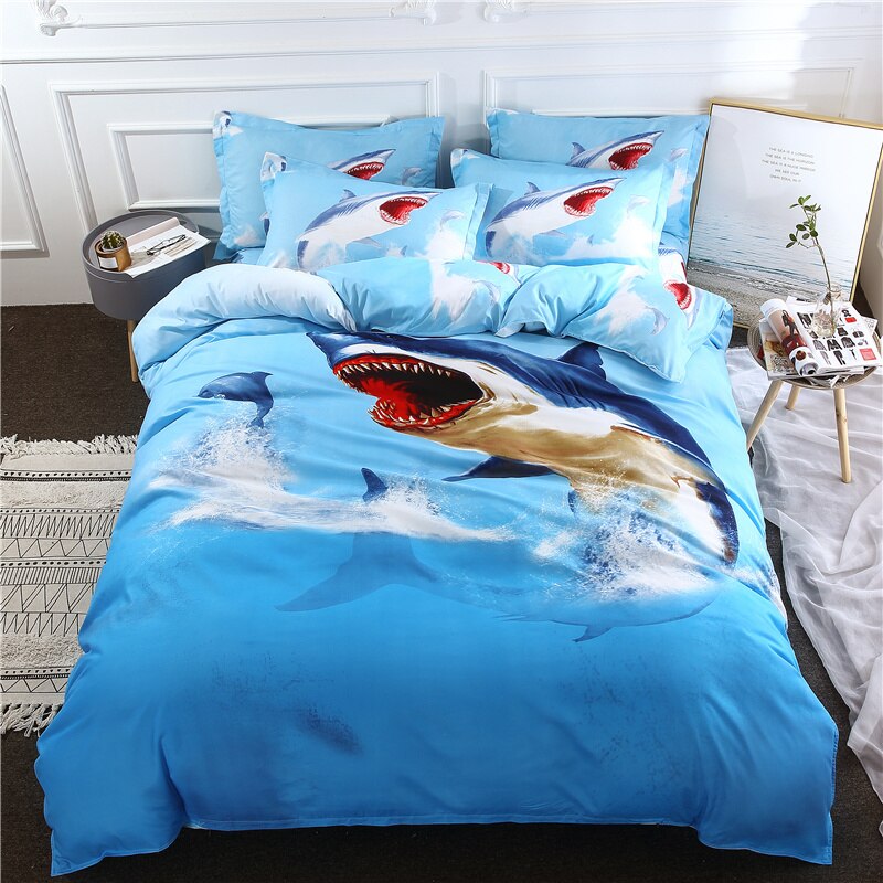 Żarłacz biały rekiny zestaw poszewek król królowa pełna jeden rozmiar komplet pościeli: smnshayu / 230x230cm