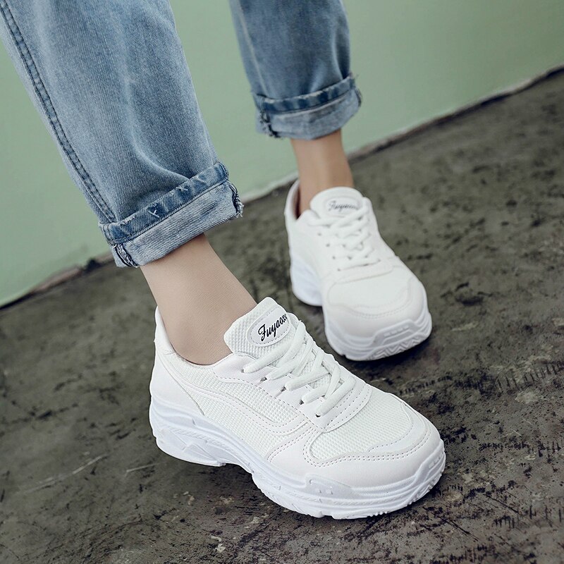 Tenis Feminino 2019 buty do tenisa kobieta lato wygodne oddychające buty damskie platforma damska trampki kosz Chaussure Femme: WHITE / 6