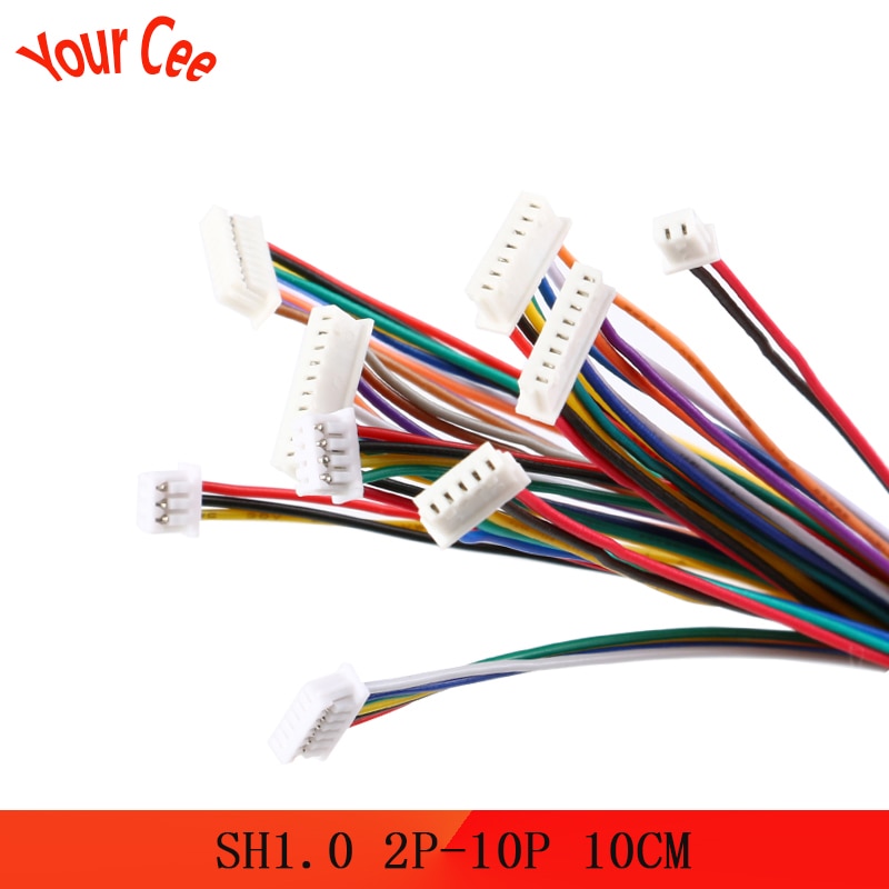 5Pcs SH 1.0 Wire Cable Connector DIY SH1.0 JST 2/3/4/5/6/7/8/9/10 Pin Electronic Line Single Connect Terminal Plug 28AWG 10cm