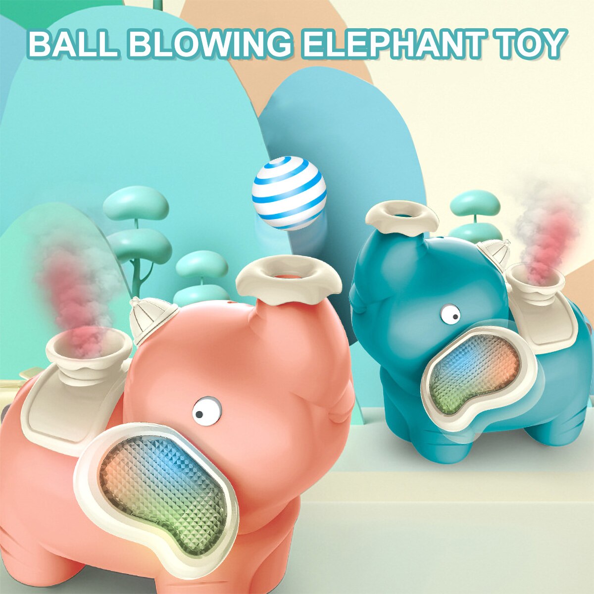 Balle flottante d&#39;éléphant pour enfants, jouets avec musique légère, humidificateur à effet de fumée, jeu interactif pour bébé rampant