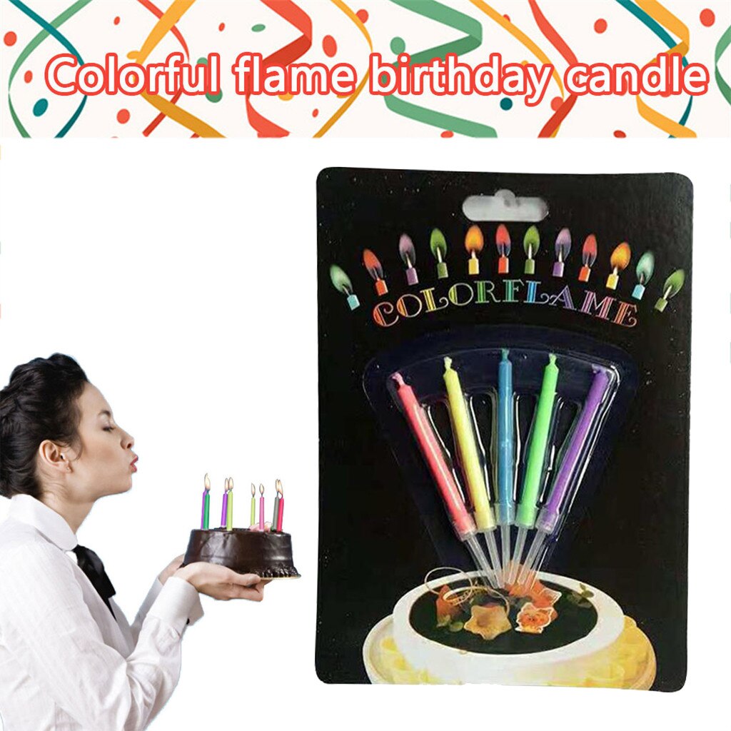 Bougies à gâteau de mariage # Y5 5 pièces/paquet | Fournitures pour fête d'anniversaire, décoration de Dessert à la flamme colorée multicolore # Y5