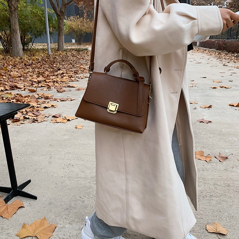 PU Leather Solid Color Tote Bags for Womens Casual Handbags and Purses Concise Crossbody Sac A Main