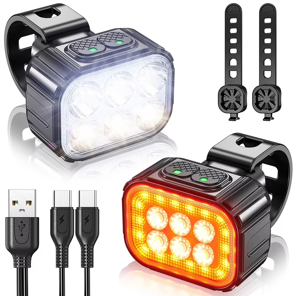 Bicycle Front Rear Lights USB Rechargeable Lamp LED Headlight Waterproof Taillight Portable Mountain Road Bicycle Accessories