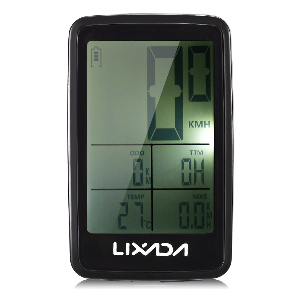 Lixada USB Rechargeable Wireless Bike Cycling Computer Bicycle Speedometer Odometer Stopwatch Speedometer Watch LED Digital Rate