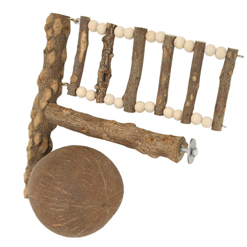 Tabletop T Parrot Perch Safe Lightweight Grip Ability Bird Wood Playstand Easy To Clean with Climbing Ladder Base for Parakeets