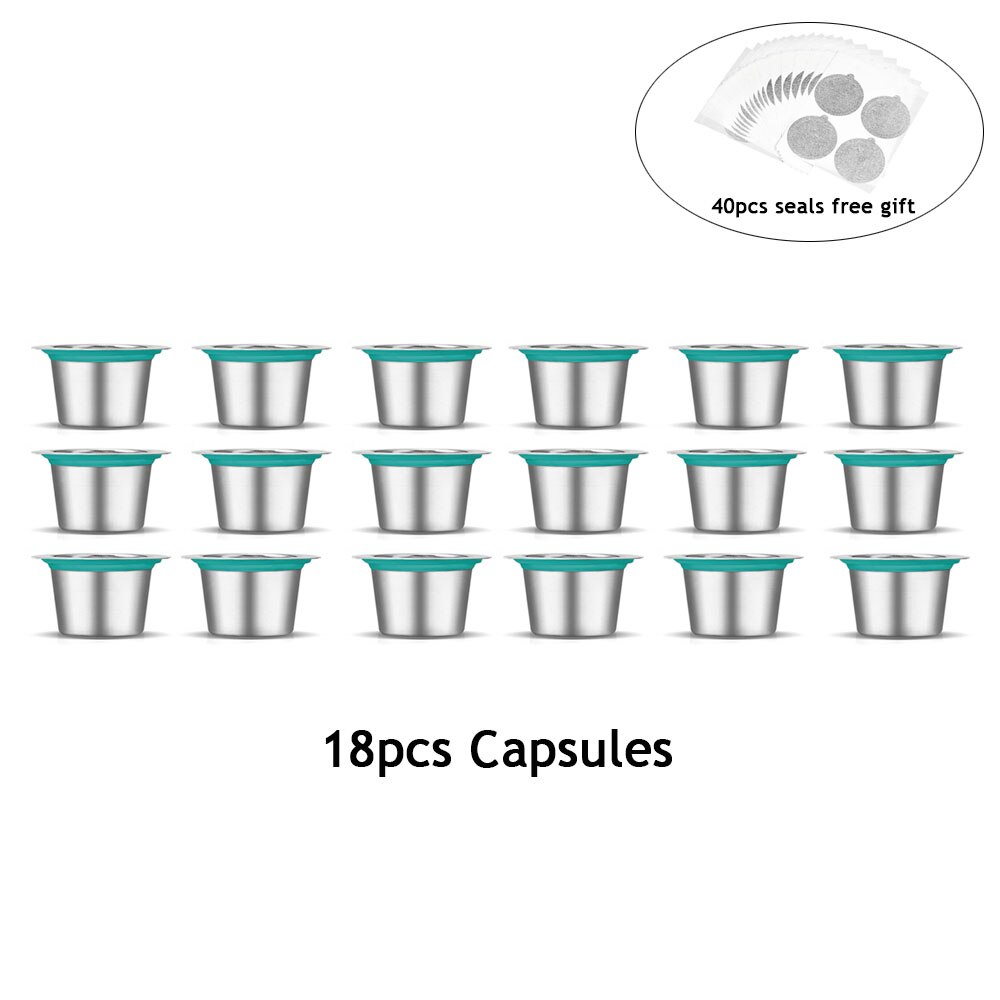 24PCS Nespresso Koffie Pods Rvs Hervulbare Capsulas Nesspreso Herbruikbare Koffiefilter Cup DIY Koffie Maker Gereedschap: 18PCS Capsule In Box