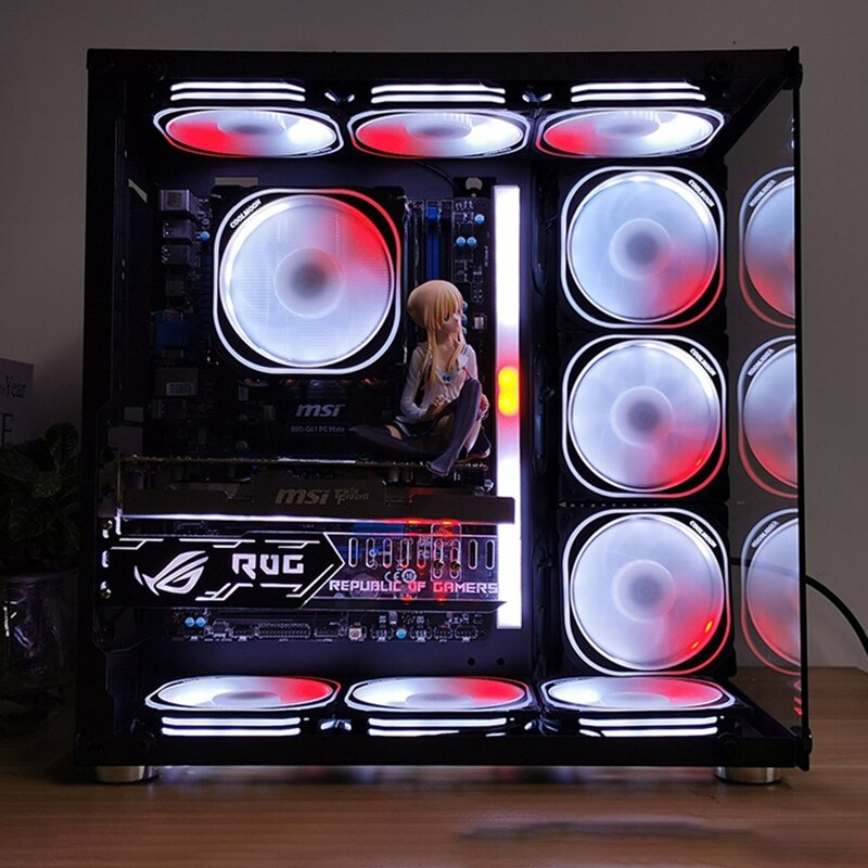 COOLMOON 120mm Adjust RGB Computer Case PC Cooling Fan Quiet Fan Blade with IR Remote Computer Cooler CPU Case Fan(5PCS)