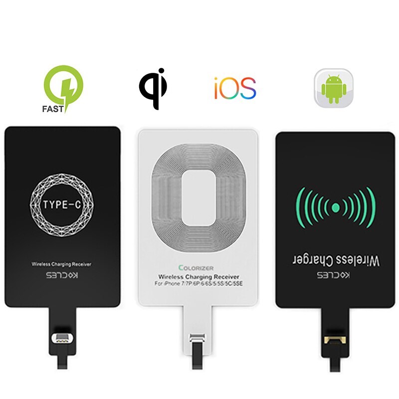 Receptor de carga inalámbrica Qi, Micro USB tipo C, adaptador de carga Universal para teléfono inteligente, Cargador USB C para iPhone 7 Plus Xiaomi Redmi