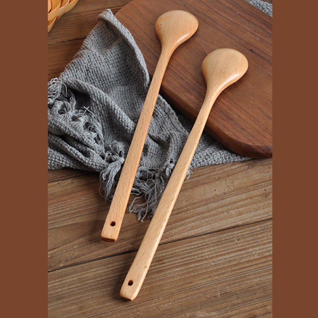Wooden Stirring Spoon Beech Fruit Enzyme Bucket Kitchenware Extended Spoon Cooking Catering Scoop Cook Tools Mini Small Supplies