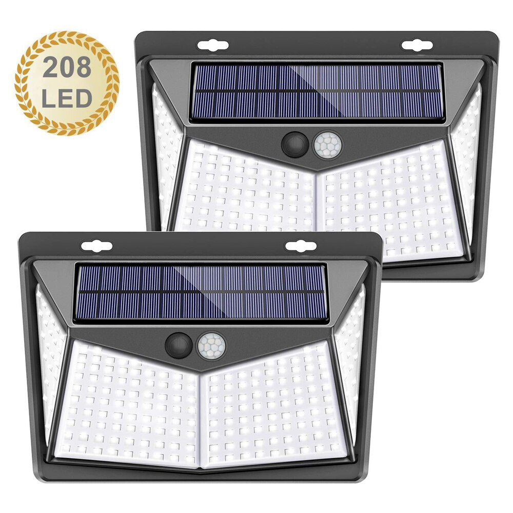 Led Solar Light Pir Motion Sensor 136/206/208 Led Waterdichte IP65 Led Wall Lamp 2835 Smd Grote Batterij Solar power Zonlicht: 208LED / 4PCS