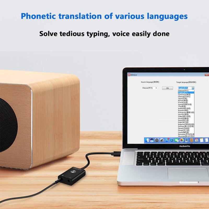 Newest AI Smart Voice Translator Search Voice To Text Sound Card USB Adaptor Support 24 Languages Electronic Accessories