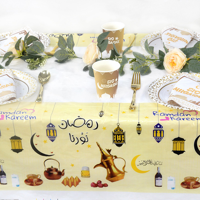 Eid Mubarak Tafelloper Tafelkleed Ramadan Kareem Eid Al-Fitr Decoratieve Tafelkleed Cover Voor Thuis Islamitische Mubarak Party decor