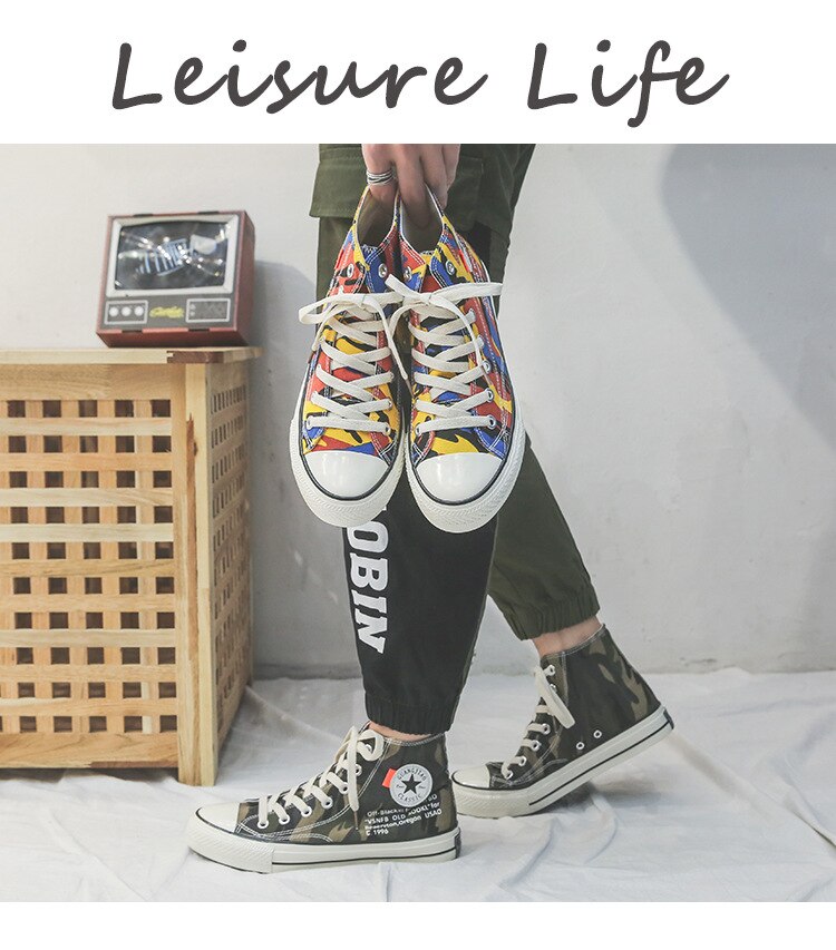 Mam Skateboarding Shoes for Hip Hop,Camouflage Canvas Shoes,Volcano Painting Casual Shoes,,Size 35-44