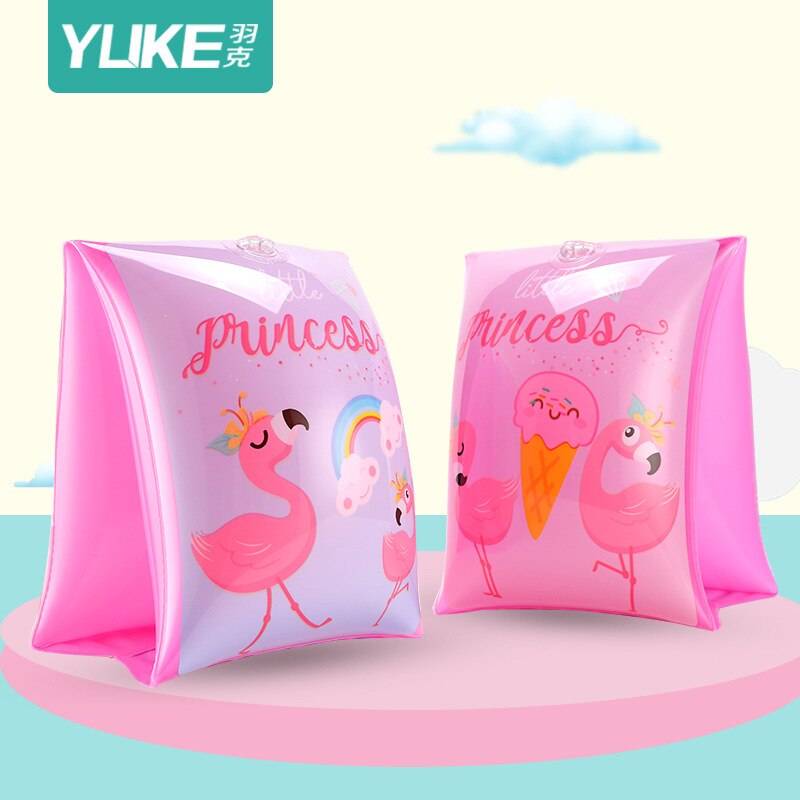 Manguitos para nadar para niños flotadores de brazo flotador de ala de agua mangas largas de seda blanca manga flotante de niños Drift Kids swiming Sle: Pink Flamingo