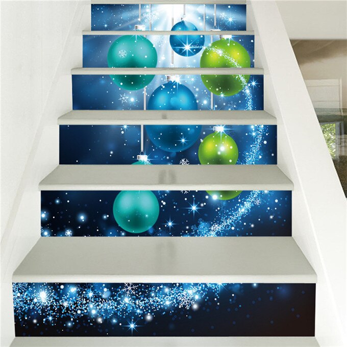 Noël bonhomme de neige escalier décor autocollants PVC étanche escalier affiche auto-adhésif papier peint pour couloir escalier décalcomanies: HQ055 / 13pcs