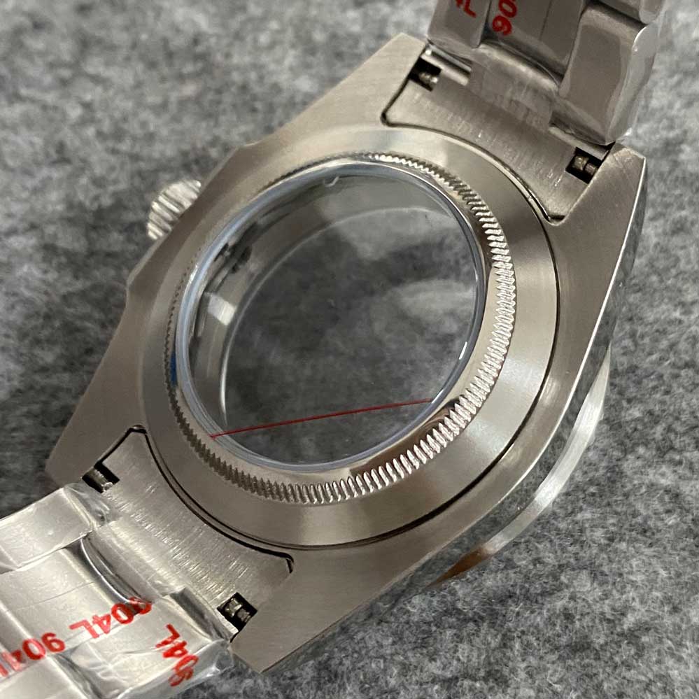 40Mm Transparante Bodem Horloge Case + Zand Riem Strap Extension Gesp Platte Saffierglas Geschikt Voor NH35/NH36 beweging