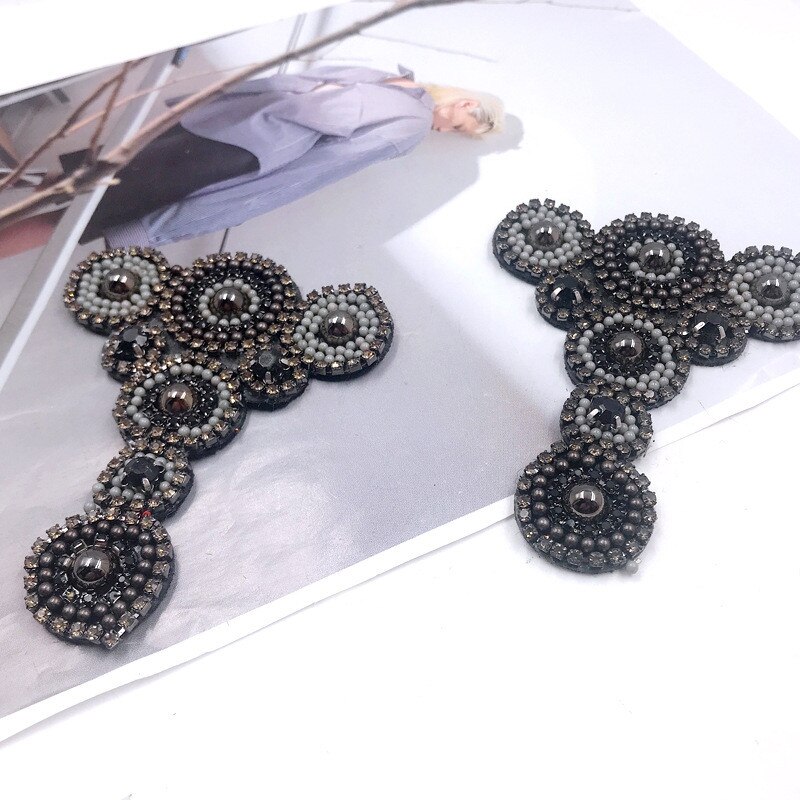 Diy zwarte strik bruids bruiloft feest schoenen accessoires voor hoge hakken handleiding kraal strass schoendecoraties schoenbloem