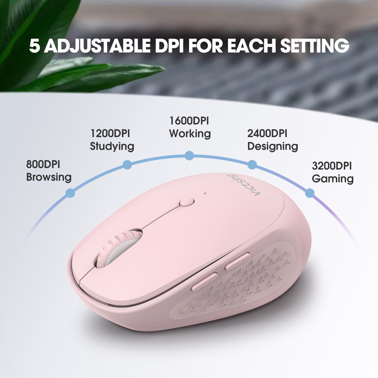 VicTsing PC300 2.4GHz Noiseless Mini Wireless Mouse Ergonomic Computer Mouse with 6 Buttons Optical Portable Cordless Mice