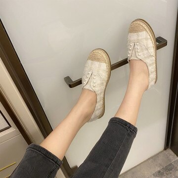 Schoenen dames instappers damesschoenen ondiepe mond parelversiering loafers met bont ronde neus casual sneaker instappers