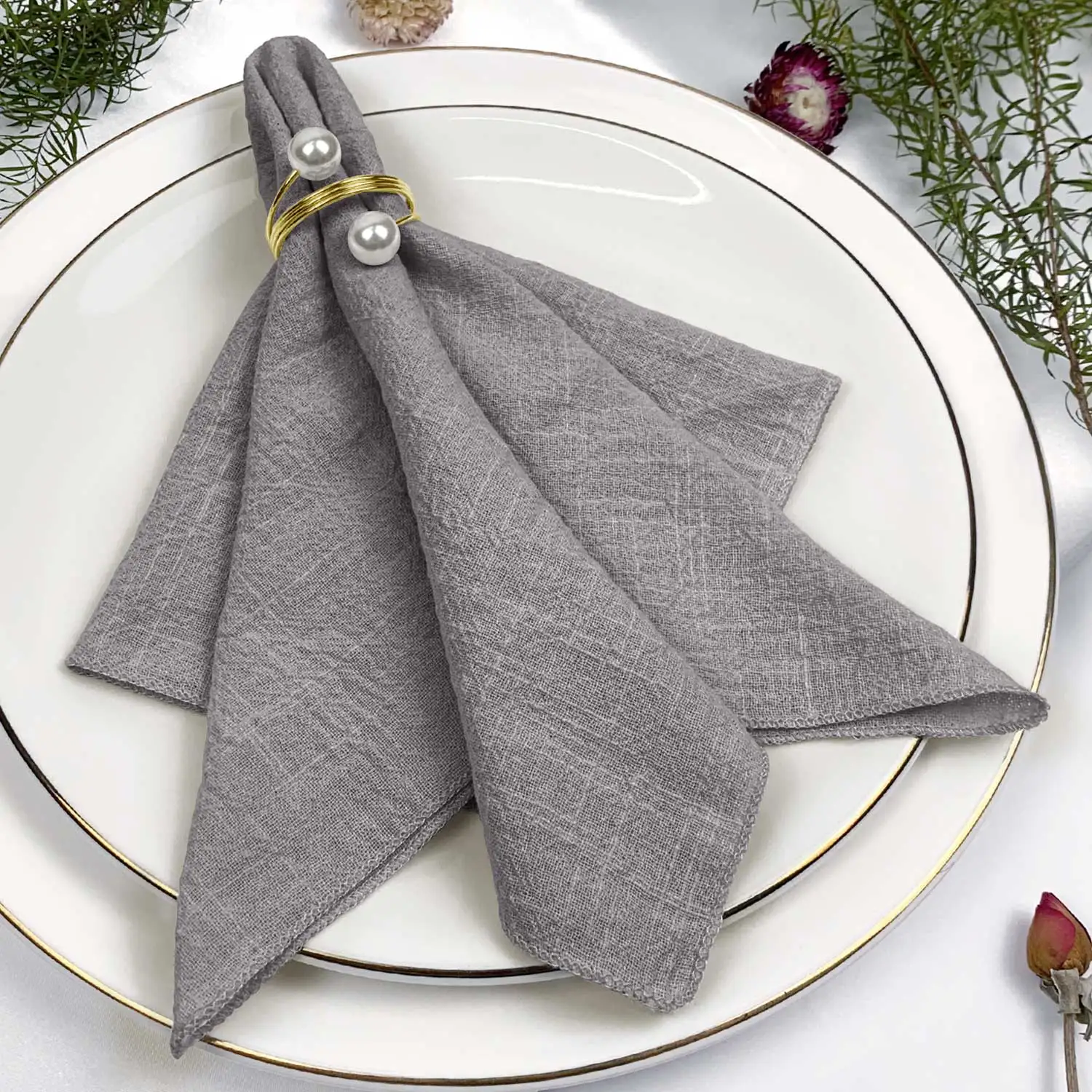 Set van 6 katoenen stoffen servetten gaas saliegroen 30x30cm voor bruiloft decoratie dagelijks gebruik diner theedoek tafel feestservetten: Marineblauw