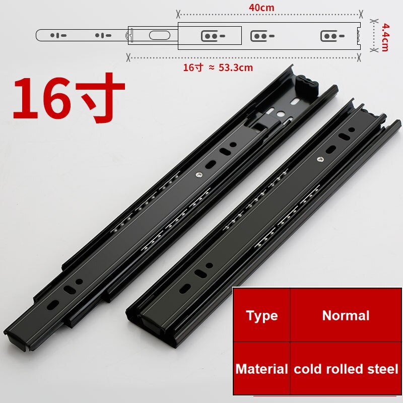 2PCS6" - 20" Stainless Steel Drawer Slides Soft Close Drawer Track Rail Sliding Three-Section Cabinet Slides Furniture Hardware: 16incnnormal
