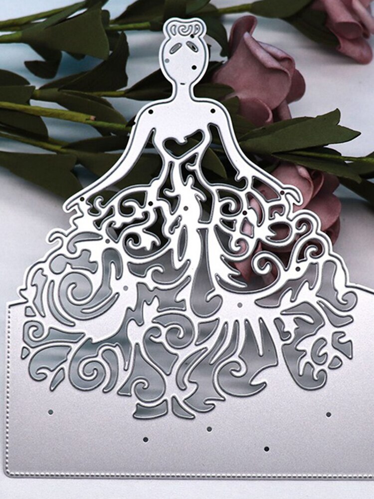 Women Wedding Dress Metal Cutting Dies Wedding Bride Dress Stencil For DIY Scrapbooking Paper Photo Embossing Card Decor Crafts
