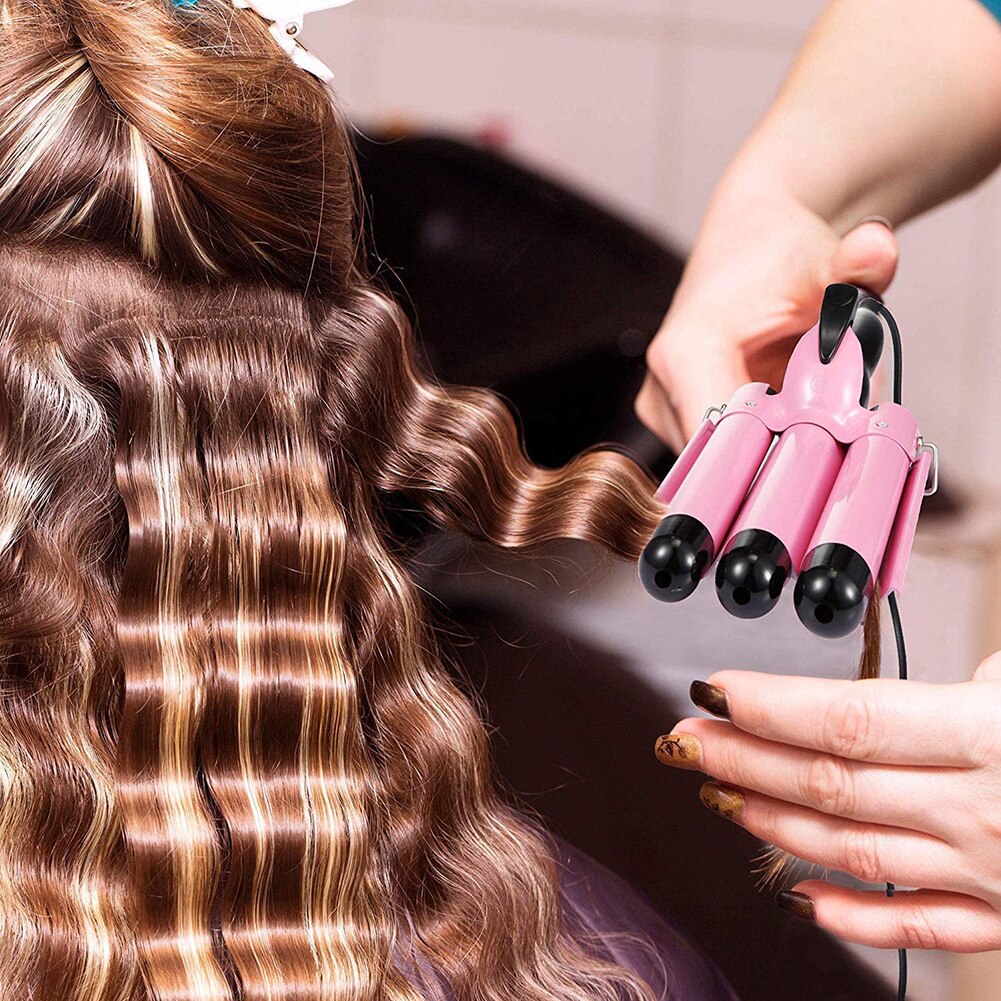 Modelador de cabelo crimper placa milho plana ferro 28mm pro três tubo curling triplo barril elétrica modelador cabelo rolo ferramenta estilo