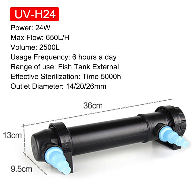JEBO 220 ~ 240V 5W ~ 36W UV Sterilisator Lampe Licht Wasser Reiniger Für Aquarium Teich Fisch Panzer Uv Filter Klärbecken: 24W