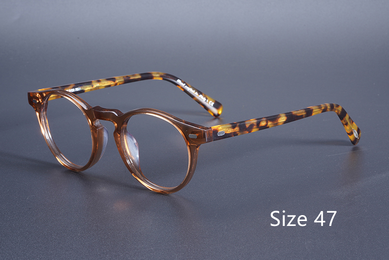 Transparent Glasses Small Round Blue Light Glasses Vintage Acetate Eyeglass Frames Women Prescription Glasses Men Gregory Peck: Clear Brown