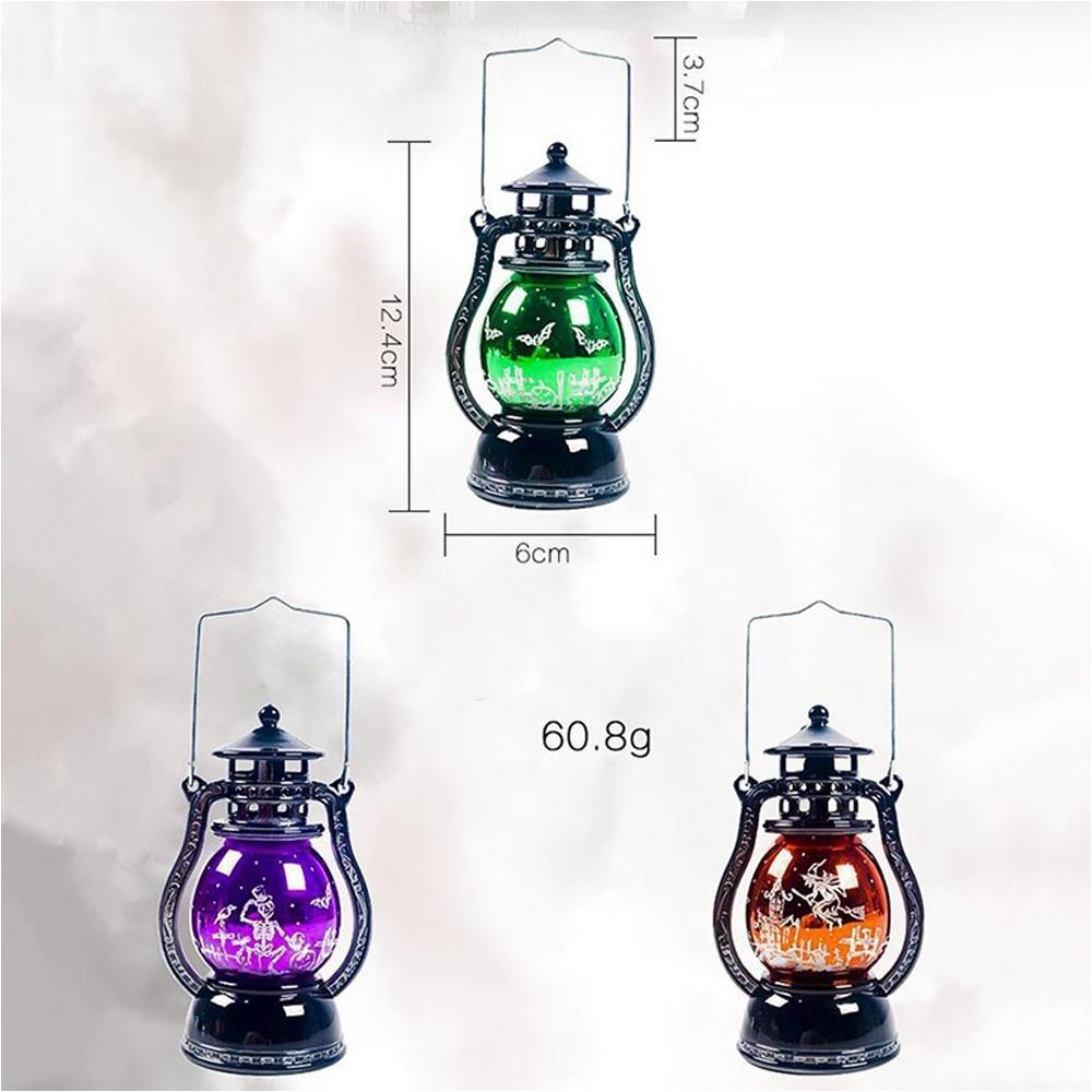 Heks slot led lys lampe halloween led lanterne vintage fest hængende indretning bærbar lille olie græskar lys led nat lys