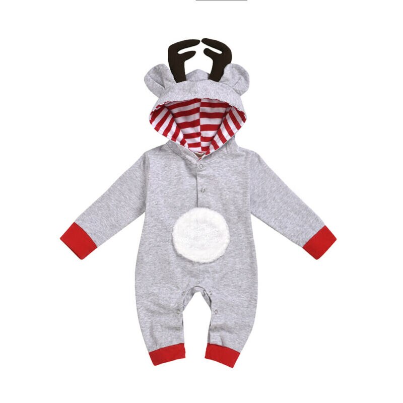 Mijn eerste kerst baby meisje jongen gewei romper hert 3d oren capuchon eendelig kerst schattig aangepaste kleding