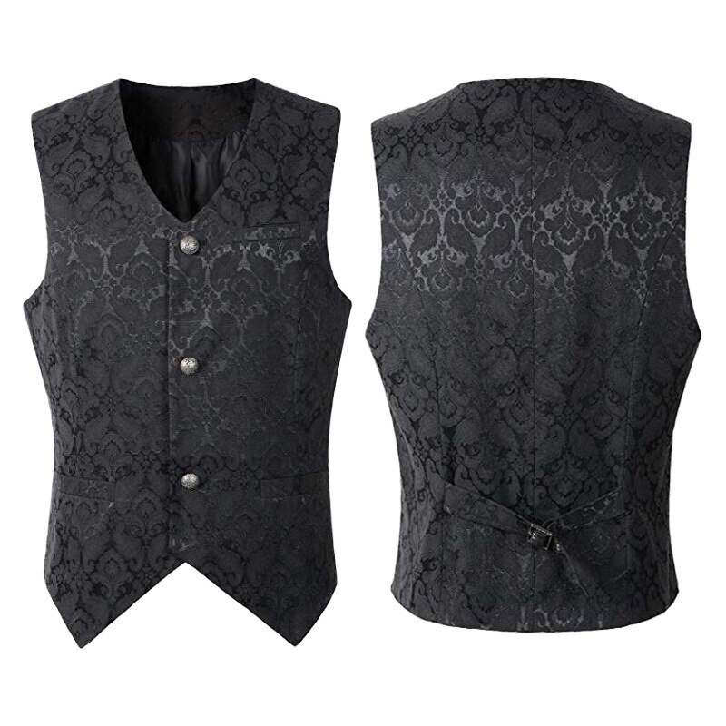 Odzież męska średniowieczna odzież Vintage Punk męska krótka kamizelka Halloween odzież kostium: Black / XL